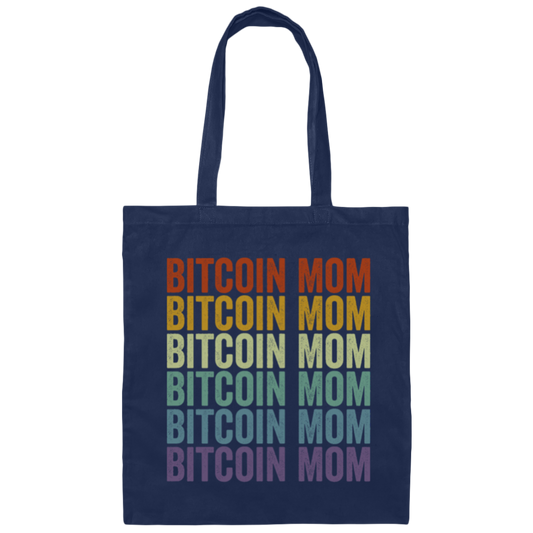 Retro Bitcoin Lover Gift, Bitcoin Vintage Mom Gift, Mommy Love Gift Canvas Tote Bag