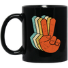 Peace Sign, Retro Peace Sign, Love Peace, Say Hi Black Mug