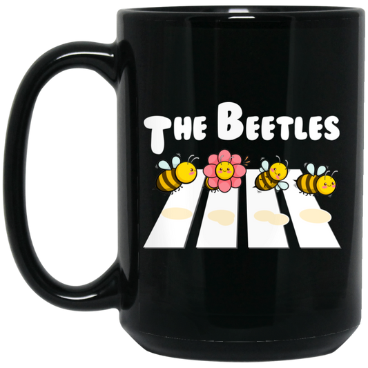 The Beetles, Four Bees Cross The Road, Cute Bees Black Mug