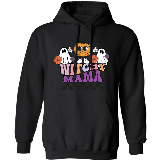 Witchy Mama, Pumpkin And Boos, Spooky Halloween Pullover Hoodie