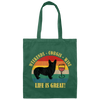 Retro Dog Weekends Wine Lovers Retro Life Is Great Canvas Tote Bag