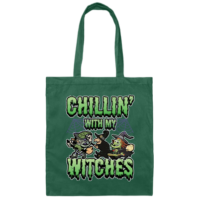Funny Halloween, Chillin With My Witches Halloween Funny Canvas Tote Bag