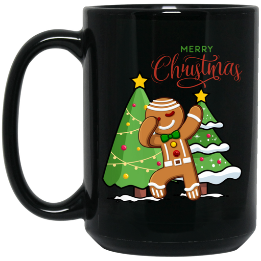 Funny Gingerbread, Dabbing Gingerbread, Funny Christmas, Merry Christmas, Trendy Christmas Black Mug