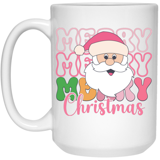 Merry Christmas, Santa Head, Funny Santa, Funny Xmas White Mug