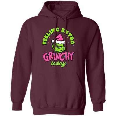 Feeling Extra Grinchy Today, Pink Grinchmas, Green Grinch, Merry Christmas, Trendy Christmas Pullover Hoodie