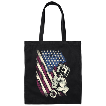 Vintage American Flag Diesel Muscle Car Mechanic Canvas Tote Bag