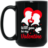 Will You Be My Valentine, Couple Is In Love, Kissing Couple, Valentine's Day, Trendy Valentine Black Mug