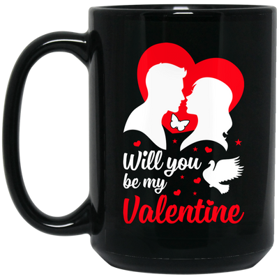Will You Be My Valentine, Couple Is In Love, Kissing Couple, Valentine's Day, Trendy Valentine Black Mug