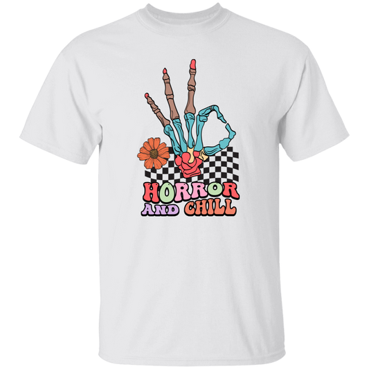 Horror And Chill, Skeleton Hand, Okay Sign, Groovy Skeleton Unisex T-Shirt