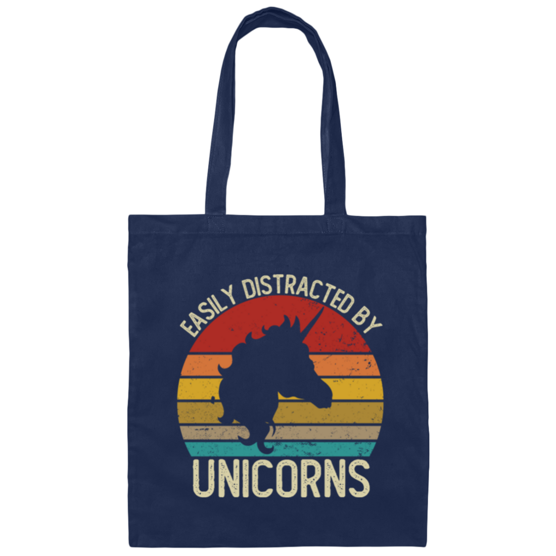 Easily Distracted, By Unicorns, Vintage Unicorns Canvas Tote Bag