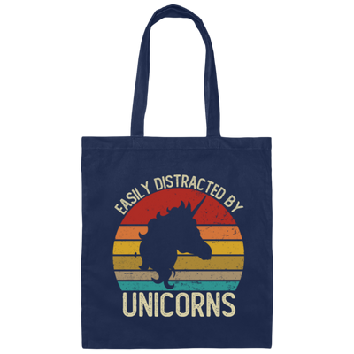 Easily Distracted, By Unicorns, Vintage Unicorns Canvas Tote Bag