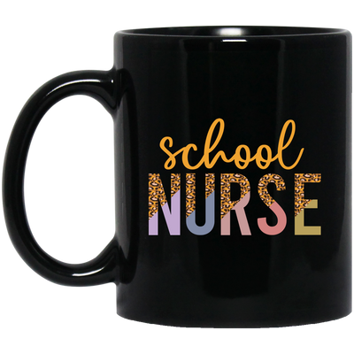 School Nurse, Leopard Nurse, Love Nurse, Leopard School Black Mug