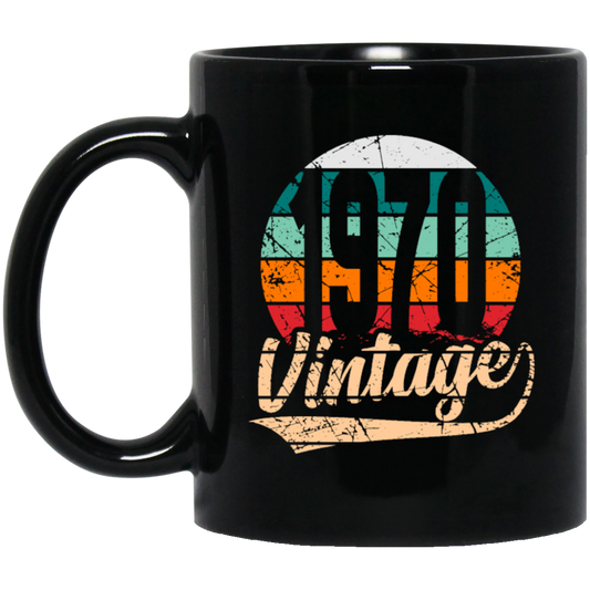 1970 Vintage Gift, Retro 1970, 1970 Vintage Design, Birthday Gift For 1970 Black Mug