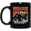 Harvest Is The Most Wondeful Time Of Year, Retro Farmer Black Mug