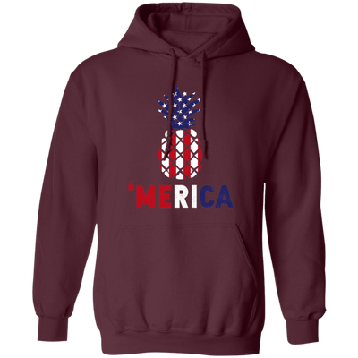 Pineapple America, American Flag, 4th July Anniversity, Pineapple Gift Pullover Hoodie