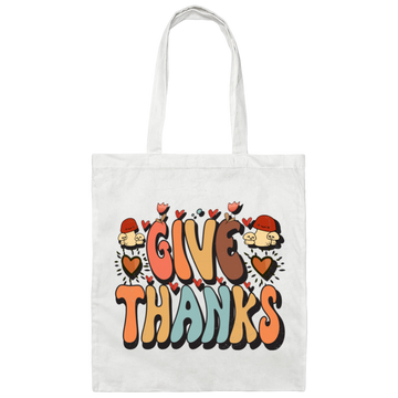 Give Thanks, Thanksgiving's Day, Thankful Design Canvas Tote Bag