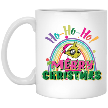 Ho Ho Ho, Grinch Christmas, Rainbow Christmas, Merry Christmas, Trendy Christmas White Mug