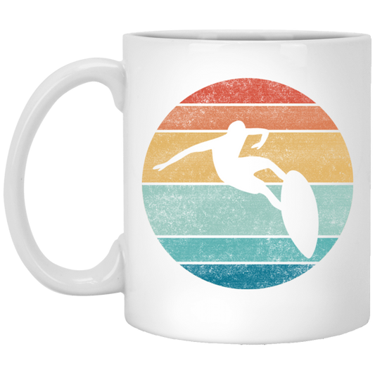 Surfing Distressed Beach, Vintage Surfer, Retro Surf White Mug