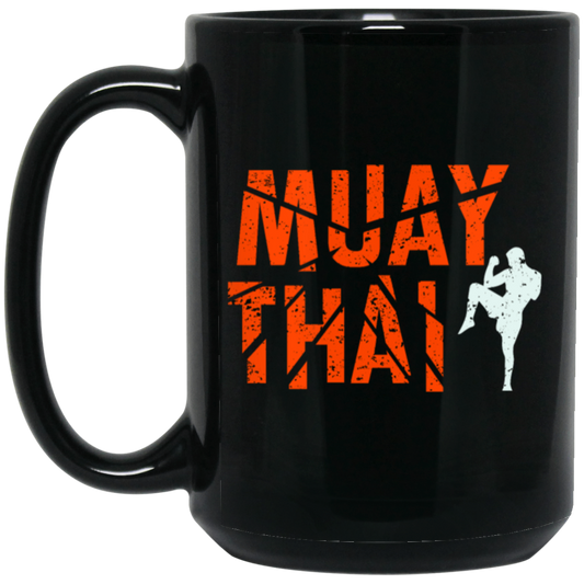 Muay Thai, Fighter Kickboxing, Martial Art, Retro Muay Thai, Love Muay Black Mug