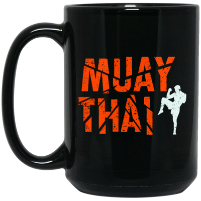 Muay Thai, Fighter Kickboxing, Martial Art, Retro Muay Thai, Love Muay Black Mug