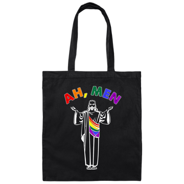 Jesus And LGBT, Ah Men, Funny Jesus, Gay Gift, Best For Gay Canvas Tote Bag