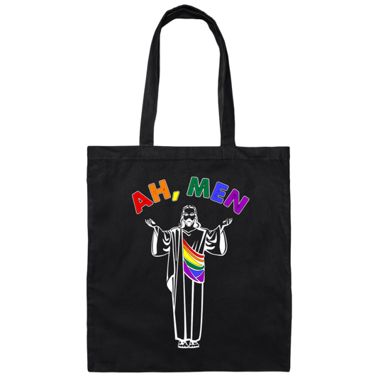 Jesus And LGBT, Ah Men, Funny Jesus, Gay Gift, Best For Gay Canvas Tote Bag