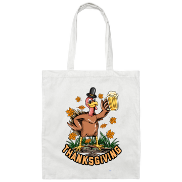 Turkey With Beer, Thanksgiving's Day, Thankful With Beer Canvas Tote Bag