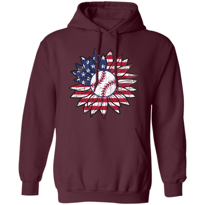 American Baseball, Sunflower Baseball, Leopard Sunflower-3 Pullover Hoodie