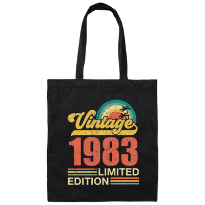 Hawaii 1983 Gift, Vintage 1983 Limited Gift, Retro 1983 Png, Tropical Canvas Tote Bag