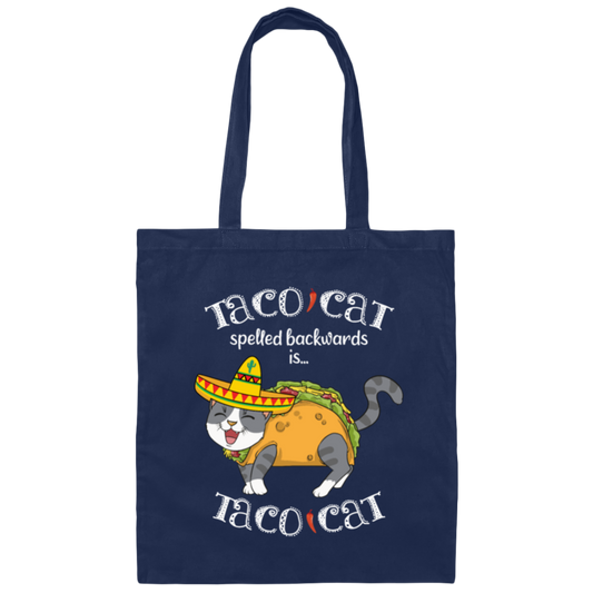 Taco Cat Spelled Backwards, Mexican Food Canvas Tote Bag