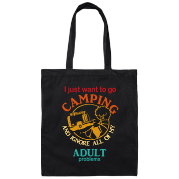 Ignore All Adults, Go Camping, I Just Want To Go Camping, Vintage Campers Canvas Tote Bag