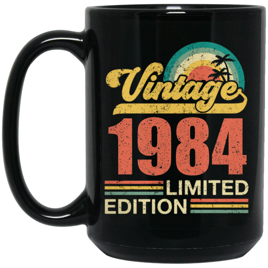 Hawaii 1984 Gift, Vintage 1984 Limited Gift, Retro 1984, Tropical Style Black Mug