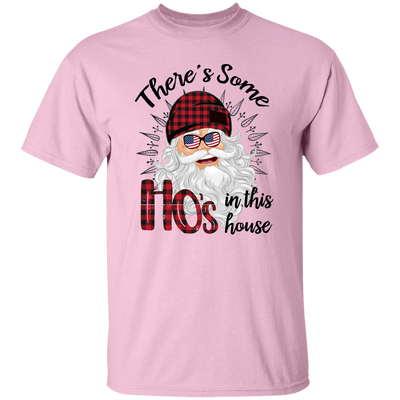 There's Some Ho's In This House, Cool Santa, Red Plaid Hat, Merry Christmas, Trendy Christmas Unisex T-Shirt