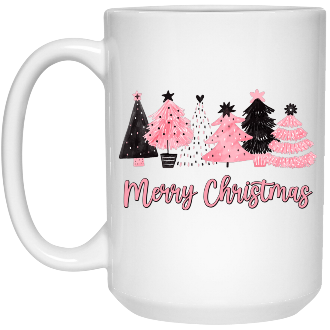 Christmas Tree Bundle, Set Of Xmas Tree, Pink Christmas, Merry Christmas, Trendy Christmas White Mug