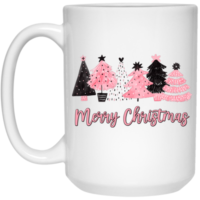Christmas Tree Bundle, Set Of Xmas Tree, Pink Christmas, Merry Christmas, Trendy Christmas White Mug