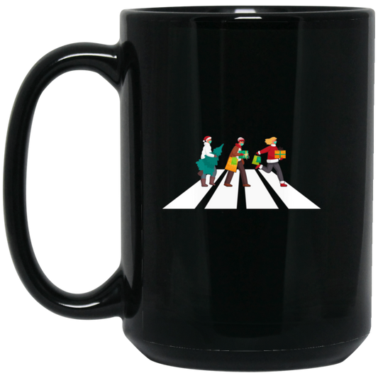 Merry Xmas, Happy Man Cross The Road, Cross On A Street Black Mug