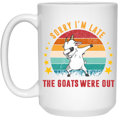 Sorry I'm Late, The Goats Were Out, Retro Goats White Mug