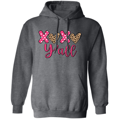Xoxo Valentine, Love Y'All, Leopard Valentine, Valentine Gift, Valentine's Day, Trendy Valentine Pullover Hoodie