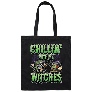 Funny Halloween, Chillin With My Witches Halloween Funny Canvas Tote Bag