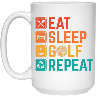 Eat Sleep Golf Repeat, Golfing, Golf, Retro Golf, Legendary Golf White Mug