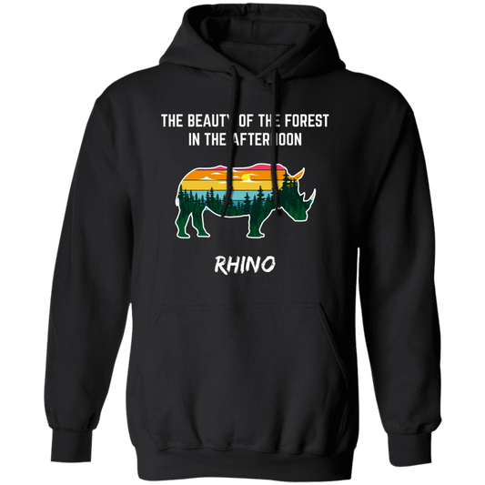 The Beauty Of Forest In The Afternoon Is Rhino, Retro Rhino Pullover Hoodie