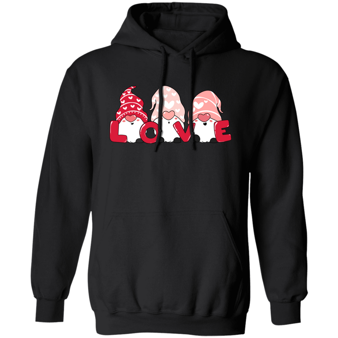 Cute Gnome, Set Of 3 Gnome, Love Gnome, My Love, Valentine's Day, Trendy Valentine Pullover Hoodie