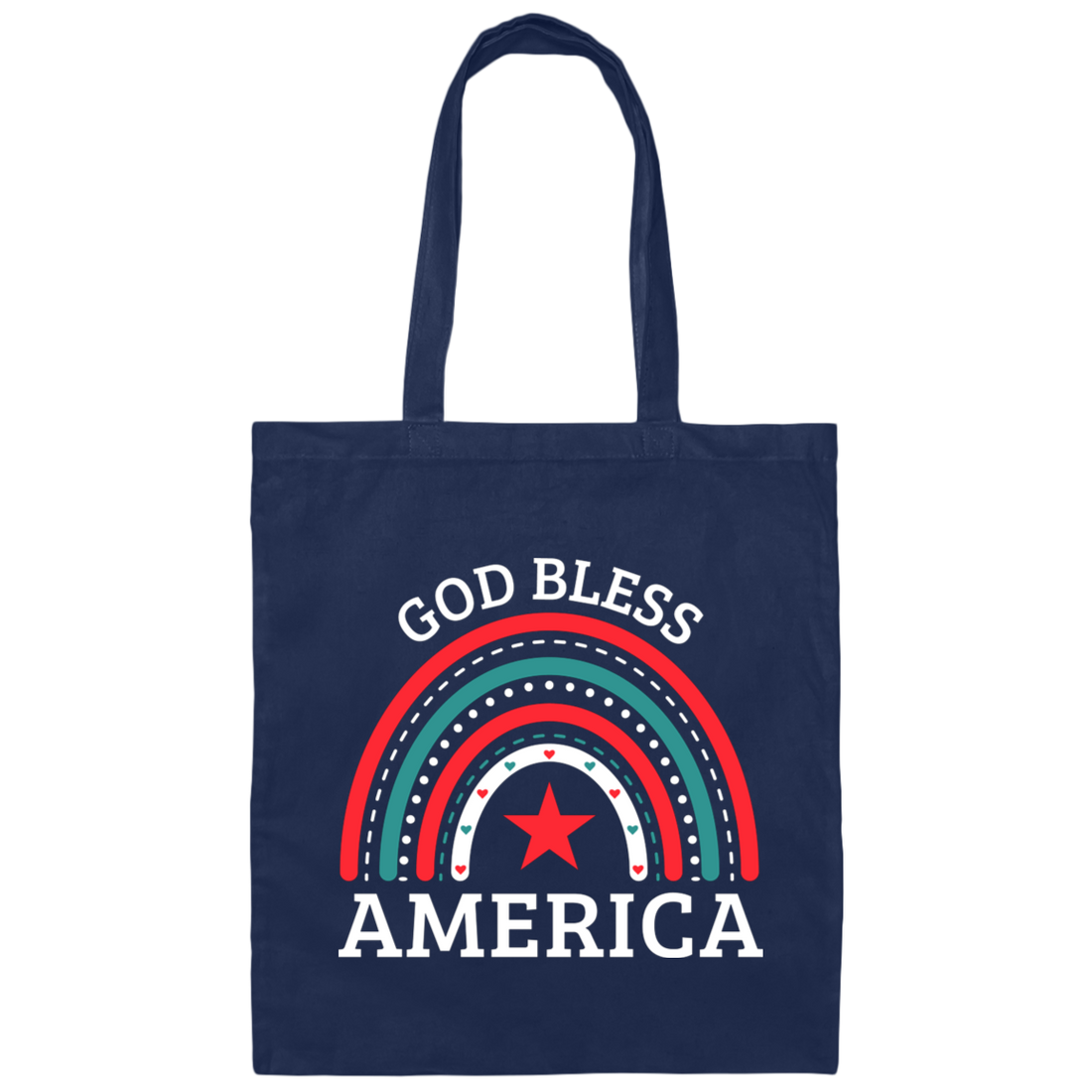 God Bless America, Rainbow American, Retro Rainbow Canvas Tote Bag