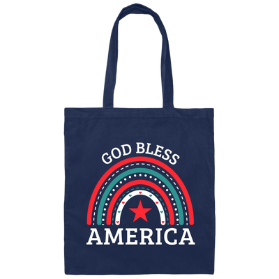 God Bless America, Rainbow American, Retro Rainbow Canvas Tote Bag