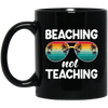 Summer Sunglasses Gift, Vintage Sunset Beaching Not Teaching Summer Black Mug