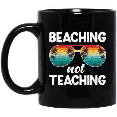 Summer Sunglasses Gift, Vintage Sunset Beaching Not Teaching Summer Black Mug