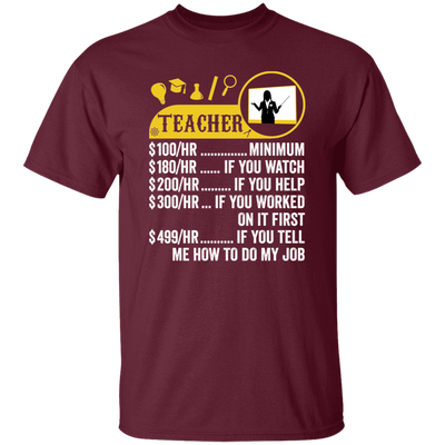 Teacher Hourly Rate, Funny Teacher, Best Of Teacher Unisex T-Shirt