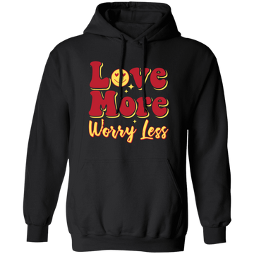 Love More, Worry Less, Smile Face, Bling Love Pullover Hoodie