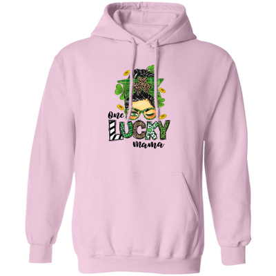 Mama Lover Gift, One Lucky Mama, Love Mom, Shamrock And Mom Pullover Hoodie