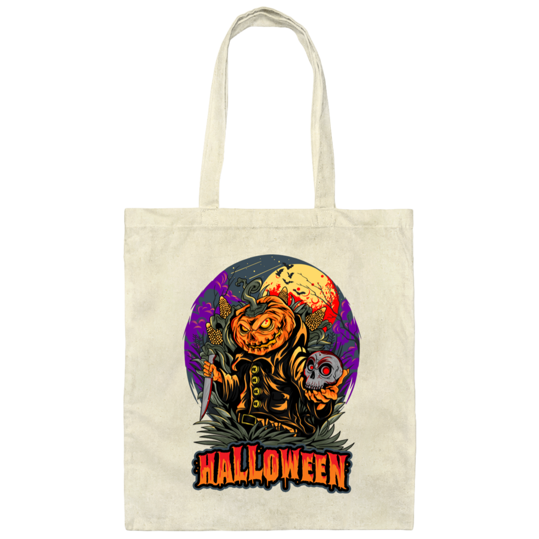Halloween Holiday, Pumpkin Halloween, Horror Halloween Canvas Tote Bag